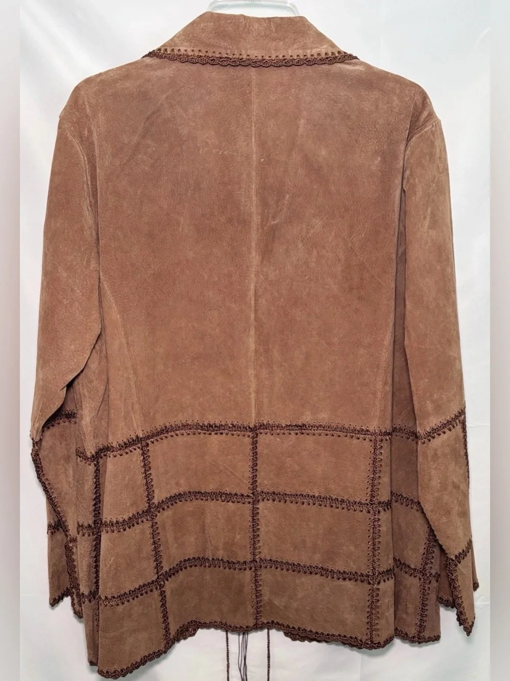 Vintage Outbrook Woman 100% Leather Suede Brown Boho Jacket Sz 1X (16W/18W)